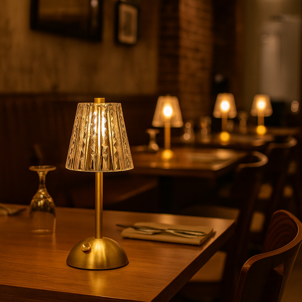 Lámpara de mesa clásica vintage dorada