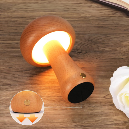 Mini lampada in legno a forma di fungo