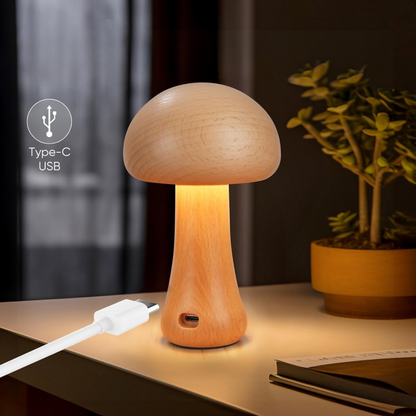 Mini lampada in legno a forma di fungo