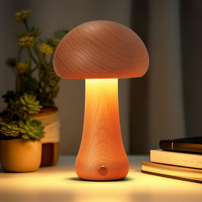 Mini lampada in legno a forma di fungo