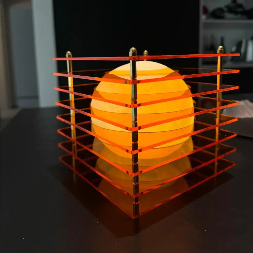 Lampada futuristica a sfera quadrata